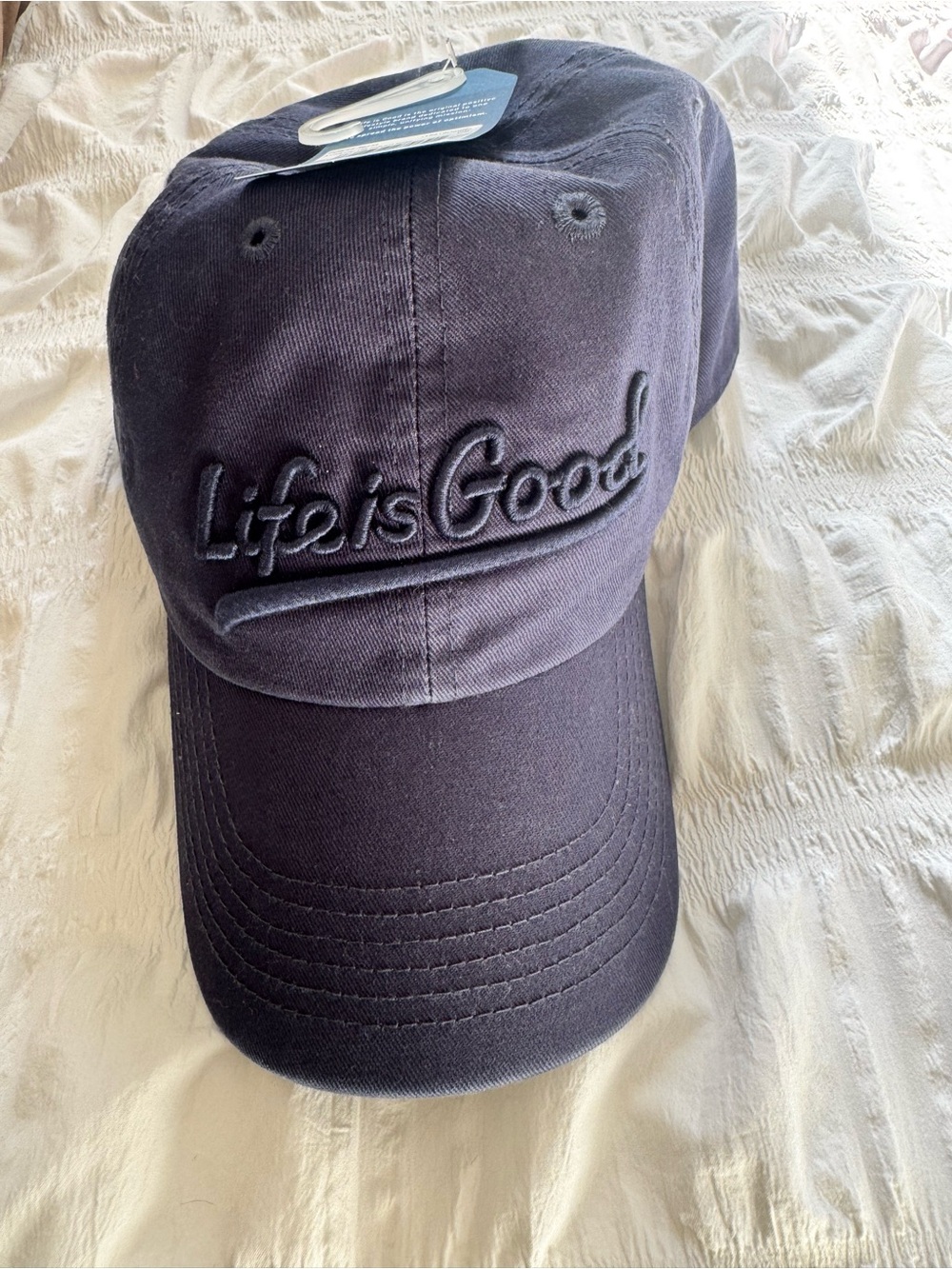 Life Is Good Navy Raised Script Baseball Cap